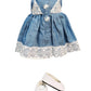 American Fashion World 14.5in Doll Sapphire Blonde Hair Blue Eyes Three Outfits and Box Included