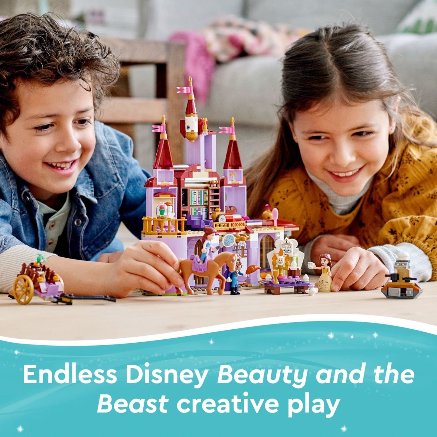 LEGO Disney Belle and The Beast’s Castle Building Toy 43196 Pretend Play Building Kit from The Beauty and The Beast Movie with Horse Toy, Disney