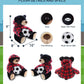 DolliBu Black Bear Stuffed Animal with Soccer Ball Plush - Soft Huggable Teddy Bear, Adorable Playtime Black Bear Plush Toy, Cute Space Life Sports