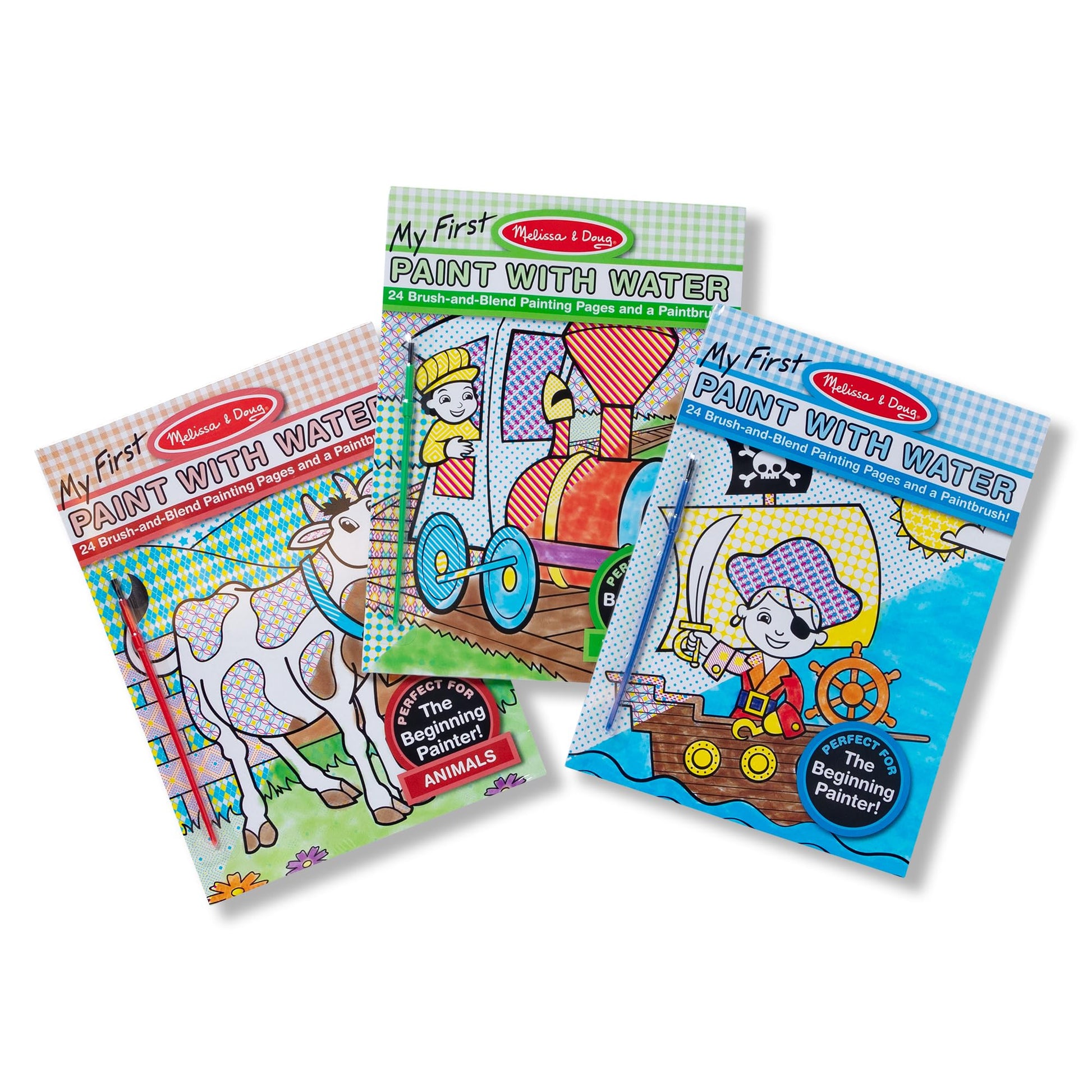 Melissa & Doug My First Paint with Water Activity Books Set - Animals, Vehicles, and Pirates - FSC Certified