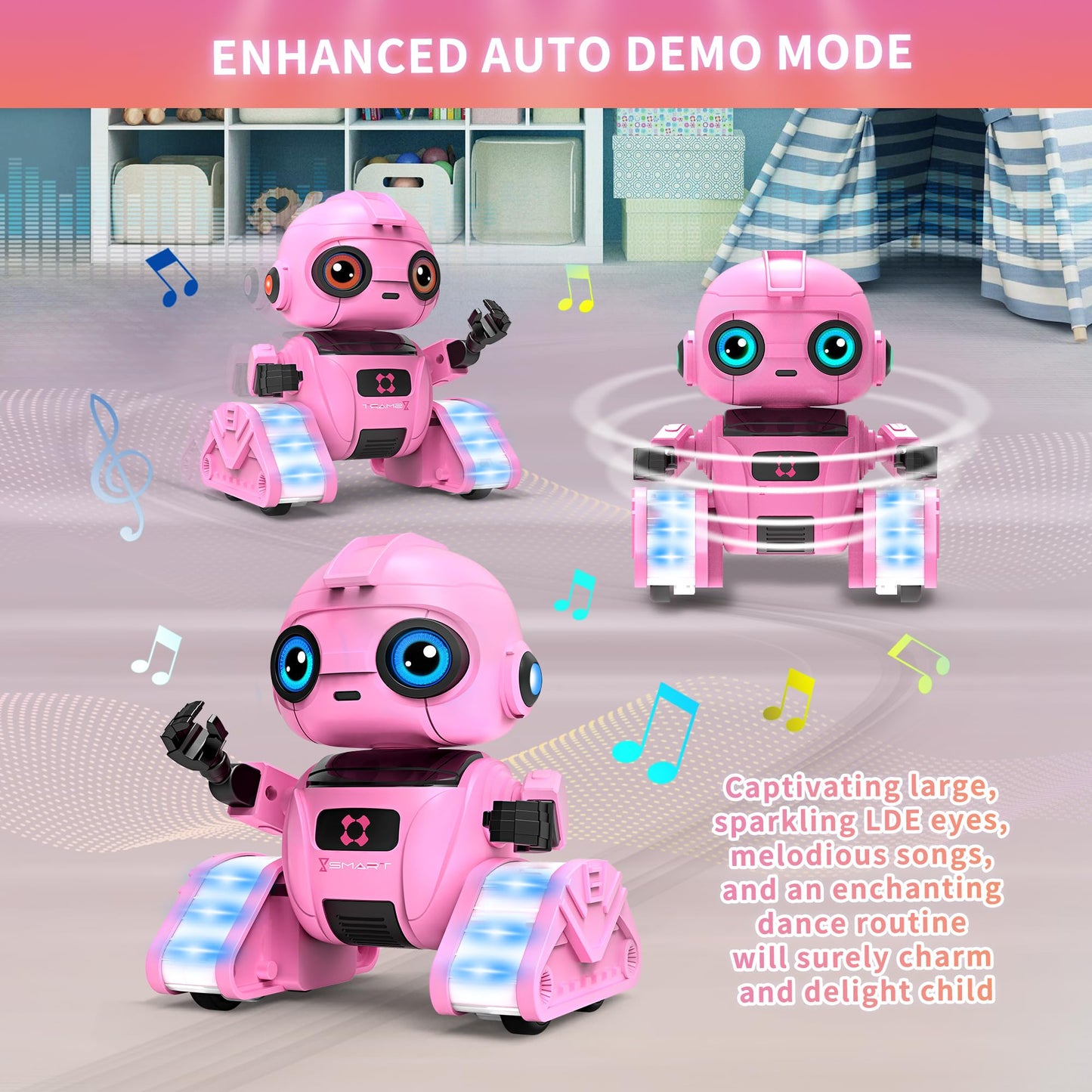 Robot Toys for Boys and Girls, Rechargeable Remote Control Robot with Auto-Demonstration, Light Projection, Dance Moves, Music, and Gesture Sensing