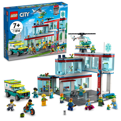 LEGO City Hospital Building Set 60330 with Toy Ambulance, Rescue Helicopter and 12 Mini Figures, Pretend Play Toy Hospital for Educational Fun,