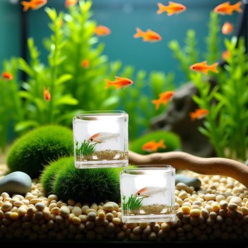 2Pcs White Goldfish Charm of A Mini Tank with This 1:12 Scale Miniature Accessory Square Fish Tank Realistic Glass Decor for Dollhouse Display