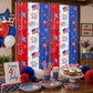 2 Pack 4th of July Foil Fringe Curtains, Red White Blue Patriotic Backdrop Streamers 3.3 x 6.6 ft, American Flag Hanging Decorations for Independence