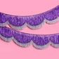xo, Fetti Purple + Silver Scallop Fringe Banner | Birthday Decor, Party Backdrop, Disco Party, Whimsical, Iridescent Garland, Girly Glam, Kids Party