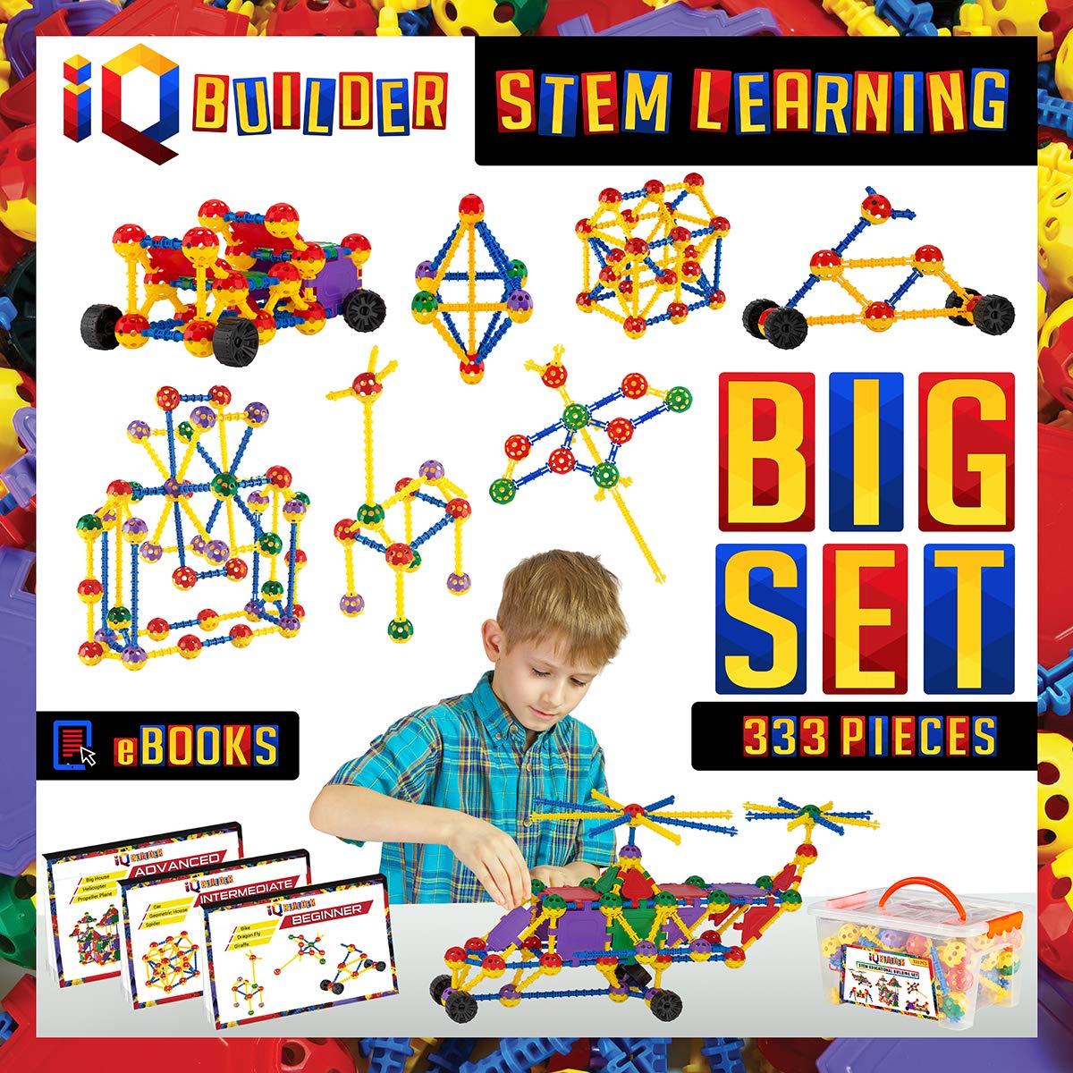 IQ BUILDER | STEM Learning Toys | Creative Construction Engineering | Fun Educational Building Blocks Toy Set for Boys and Girls Ages 5 6 7 8 9 10
