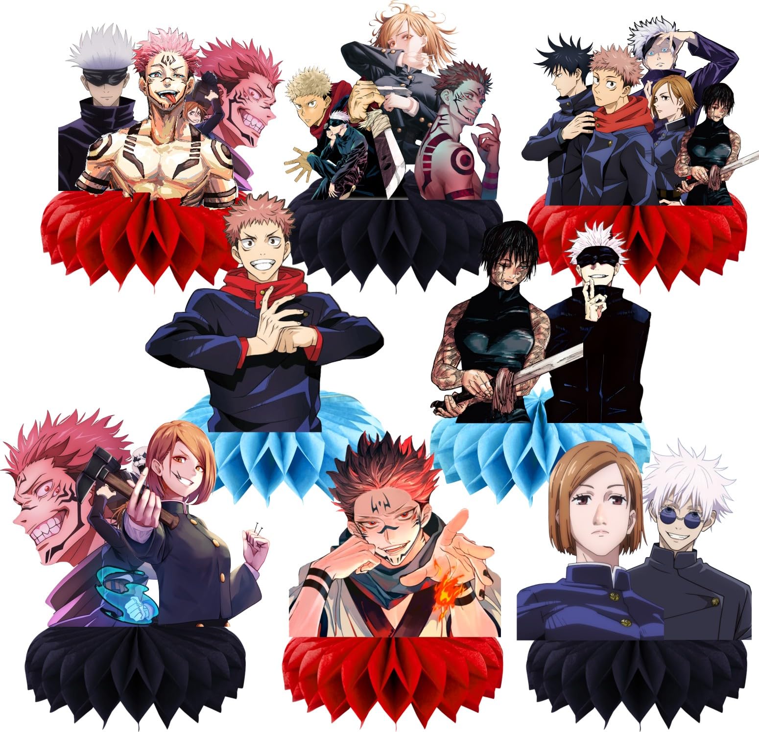 8Pcs Cartoon For Jujutsu Manga Kaisen Honeycomb Table Centerpiece,Birthday Party Supplies Table Decorations for Party Decorations.