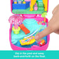 Polly Pocket Dolls and Playset, Kitty Popsicle Resort Compact, Travel Toy with 1 Micro Doll, Pet Puppy & Themed Accessories