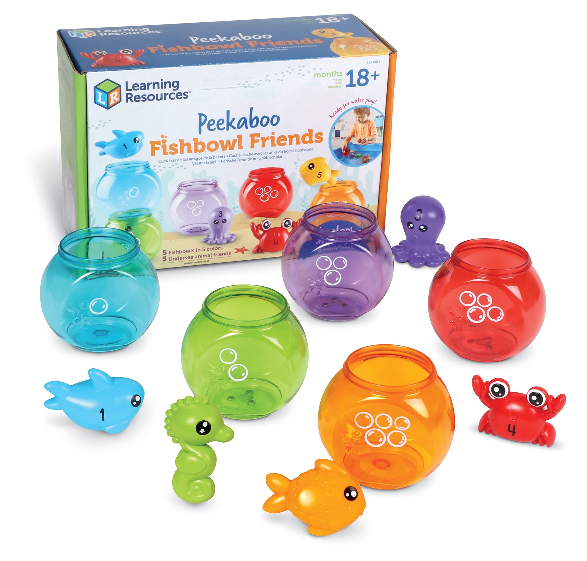 Learning Resources Peekaboo Fishbowl Friends - Counting and Fine Motor Skills, Water and Bathtub Toys, Toddler Games, Preschool Activities, Math