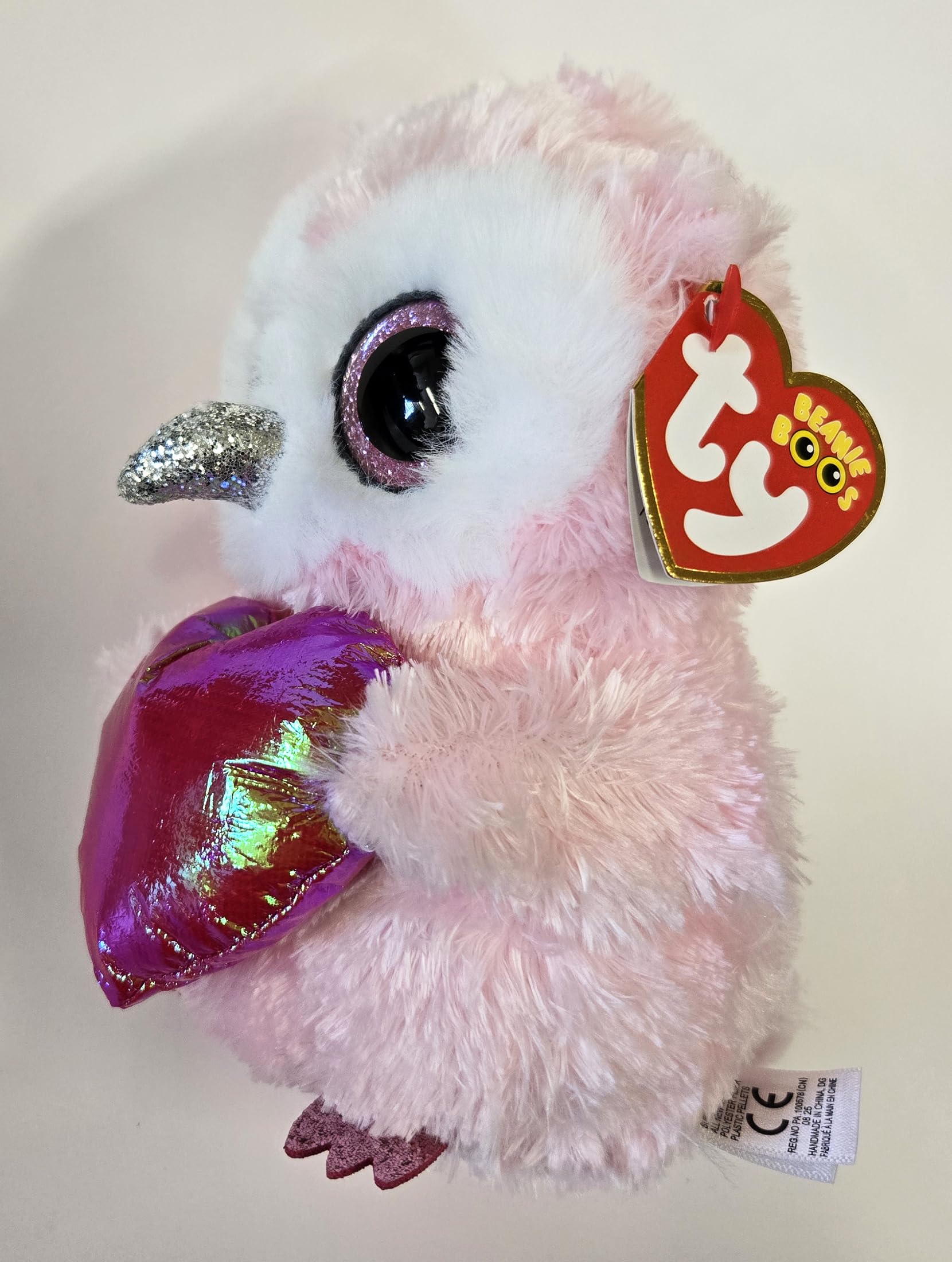 Ty Beanie Boo Whisper the Owl with Heart for Valentines 2026-6"