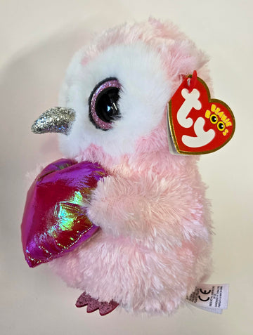 Ty Beanie Boo Whisper the Owl with Heart for Valentines 2026-6"