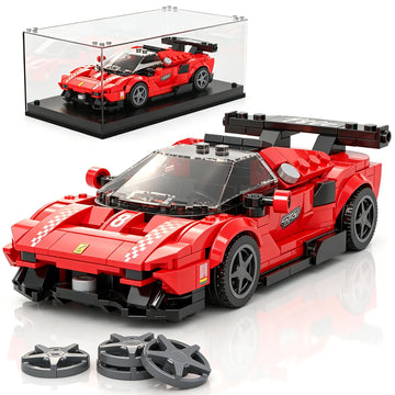 Mould King Racing Car Model Building Blocks Kit with Acrylic Display Case