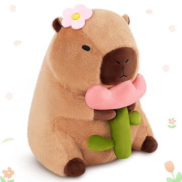 Achwishap Capybara Plush,Cute Plushies Capybara Stuffed Animals,Capybara Plush Toys,Kawaii Plushie Stuffed Toy with Flower Plushies Gifts for Kids