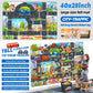 200 PCS Felt Board Story Set for Toddlers with Storage Bag City Car Traffic Themed 40 X 28 inch Teaching Wall Flannel Board Kit for Preschool Activity