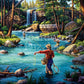 Boardwalk Fly Fishing 500 Piece Jigsaw Puzzle Scenic Outdoor River Puzzles with Premium Box, Gift for Adults and Family 16"x20"