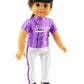 American Fashion World Purple Baseball Outfit for 18-Inch Dolls | Shoes and Accessories Included | Dolls Clothes | Fashions for Dolls for Popular