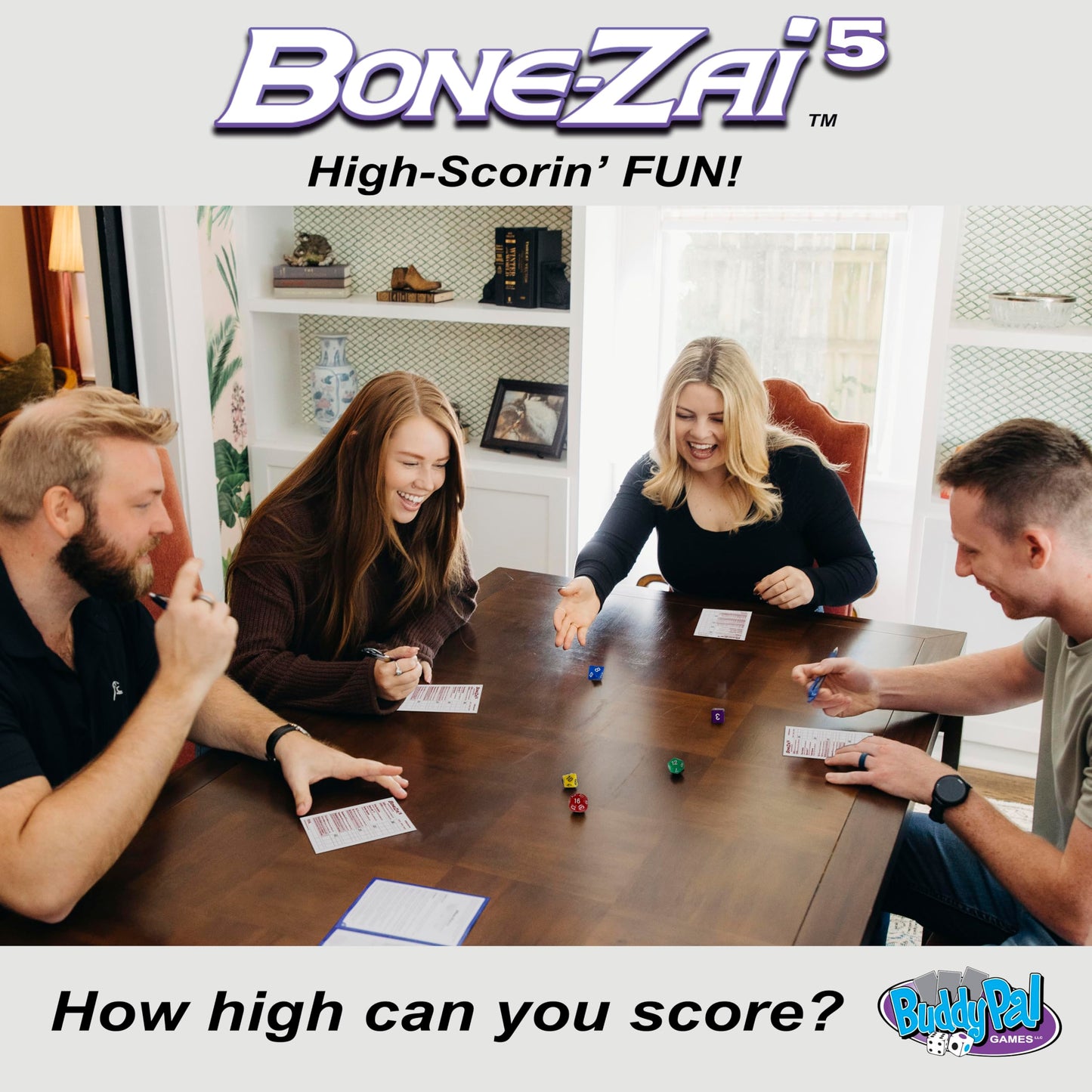 Buddypalgames Bone-Zai5 High-Scoring Family Dice Game | Fun Game with 5 Different RPG Dice, Exciting Categories, Risk and Reward. | Perfect