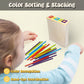twivah 4-in-1 Board Game for Kids, Wooden Sorting & Stacking|Pick-up Sticks|Counting|Ball Drop Tower, Family Games for Kid and Adult, Montessori STEM
