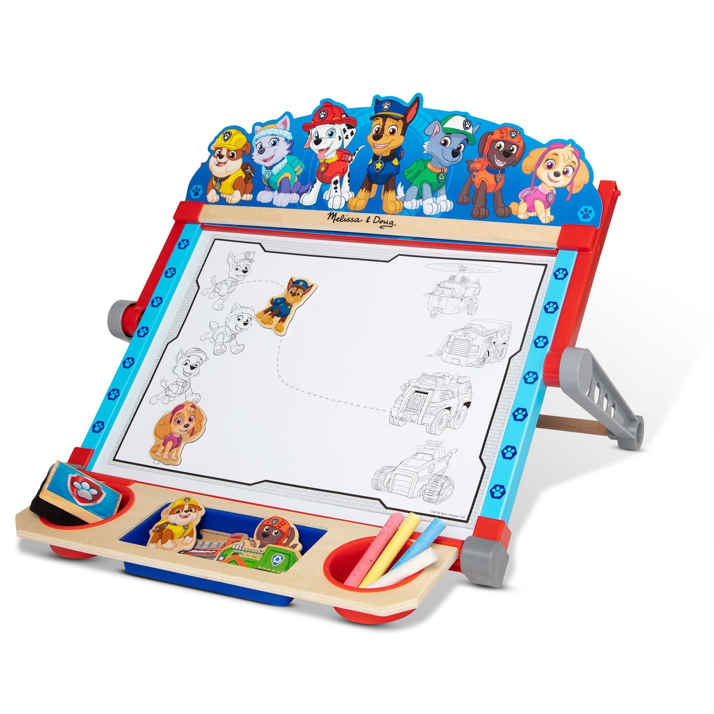 Melissa & Doug PAW Patrol Tabletop Art Center, Double-Sided Wooden Easel