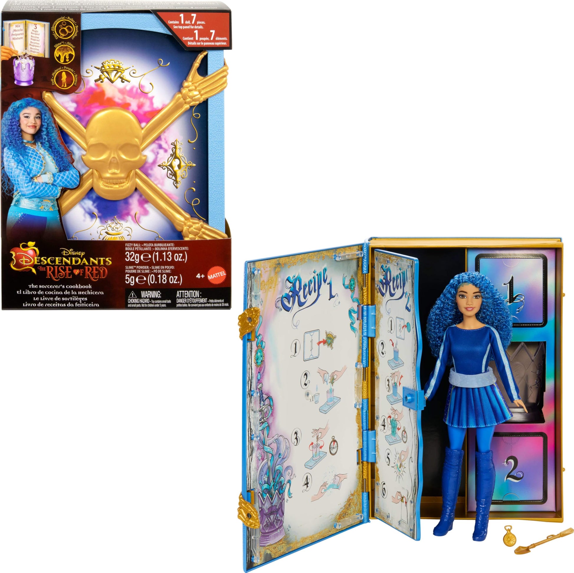 Mattel Disney Descendants: the Rise of Red Princess Chloe Charming, Daughter of Cinderella Doll & Playset, the Sorcerer’s Cookbook, Mix for Surprise