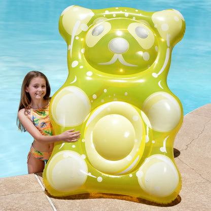SLOOSH 60" Inflatable Gummy Bear Pool Floats - Fun Floaties Swimming Pool Float Toys Party Decorations, Beach Vacation Essentials Lounge Water Raft