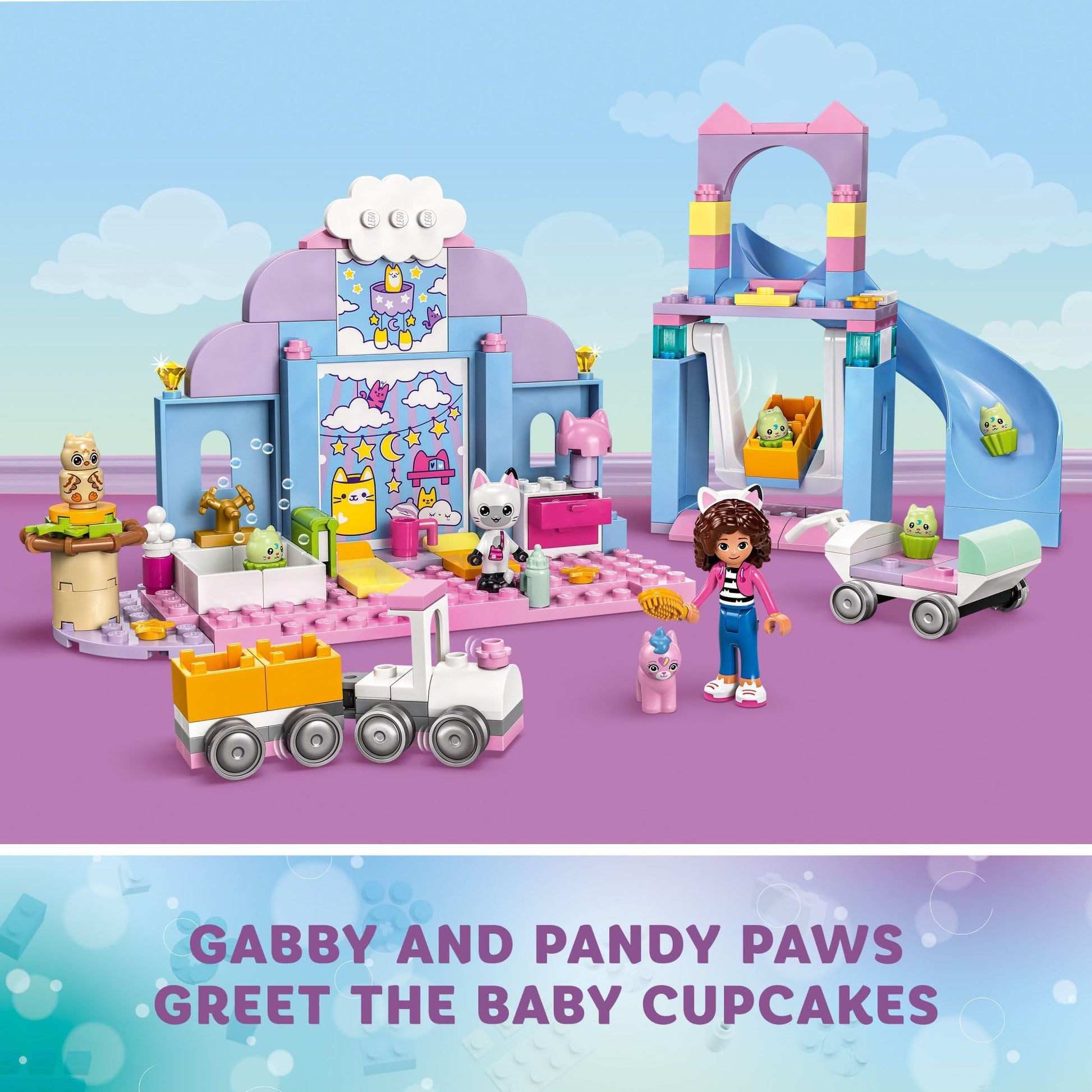 LEGO Gabby’s Dollhouse Gabby’s Kitty Care Ear Animal Playset for Kids, Pet Pretend-Play Entertainment Toy with a Pink Car, Slide, and Figures, Cat Toy