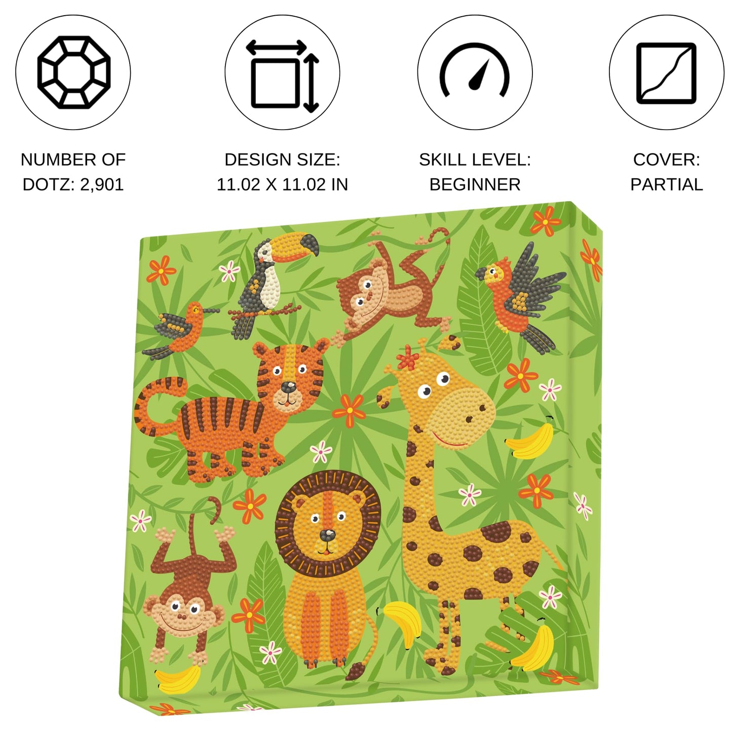 DIAMOND DOTZ DOTZ in The Jungle Dotz Box Animal Diamond Painting Kits for Adults - Diamond Art Kits a Relaxing Creative Craft Kit with Dotz Gems