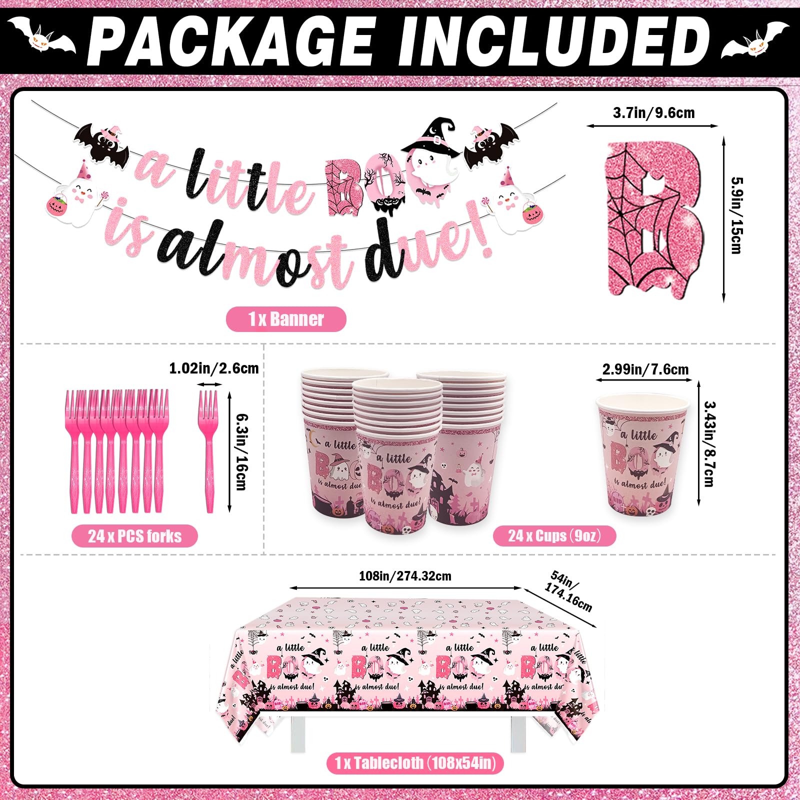 Yavxzvbw 147Pcs A Little Boo Is Almost Due Decorations Little Boo Baby Shower Decorations Girl Halloween Tableware Halloween Plates and Napkins