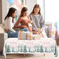 Dydamud Winter Woodland Plastic Tablecloth - 3pcs Rectangle Table Cover for Baby Girl's Cold Outside Baby Shower & Birthday Party Decorations