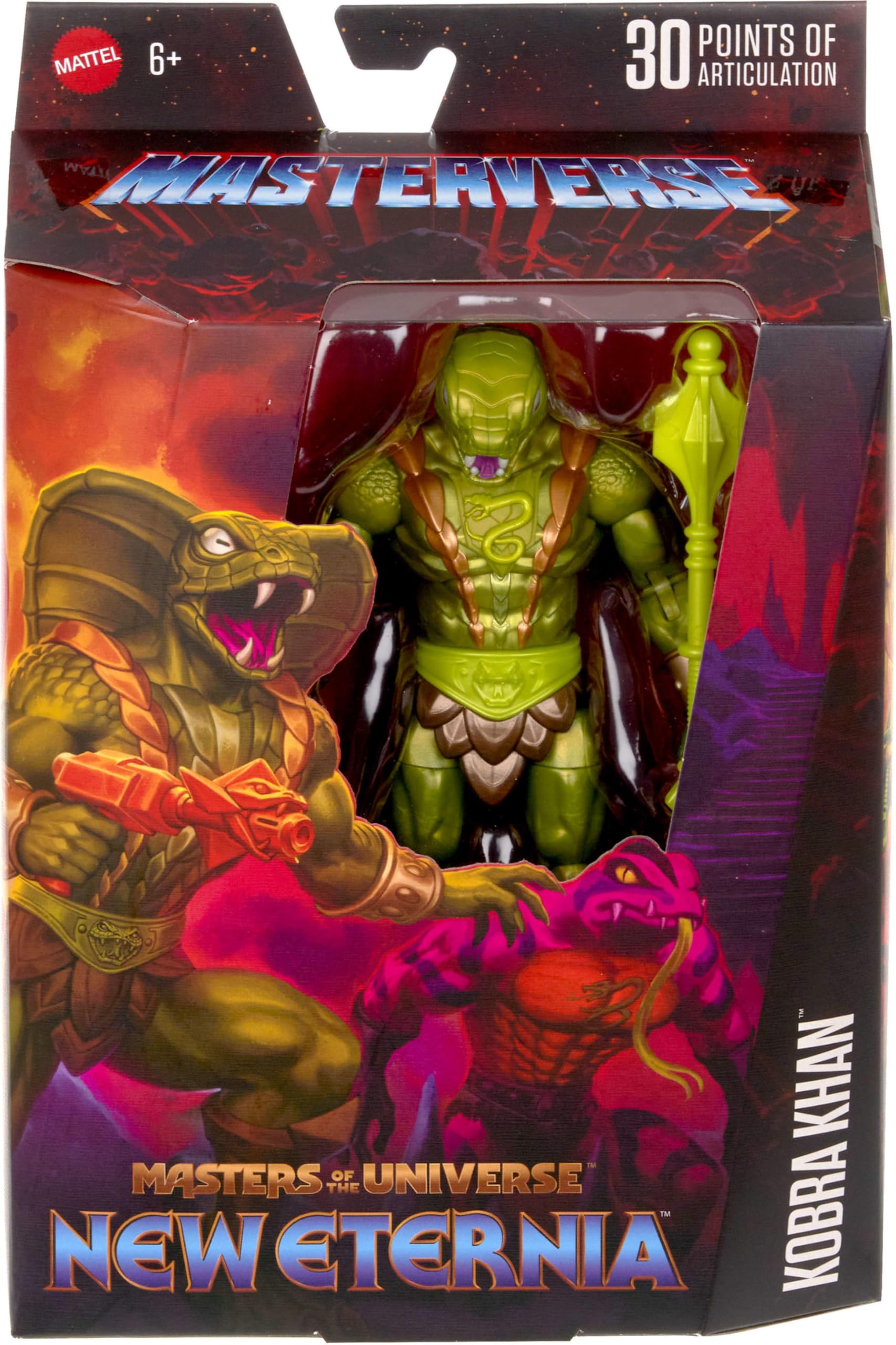 Masters of the Universe Masterverse Action Figure, New Eternia Kobra Khan, 7 Inch Motu Toy 30 Articulations, Camo Khan Alt Look with Accessories
