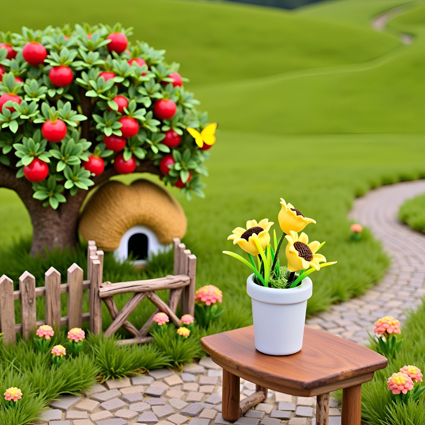 1Pc Miniature Sunflower, 1/12 Scale Miniature Dollhouse Accessories Decor, Resin Doll House Mini Sunflower Imagination DIY Micro Scene Decor