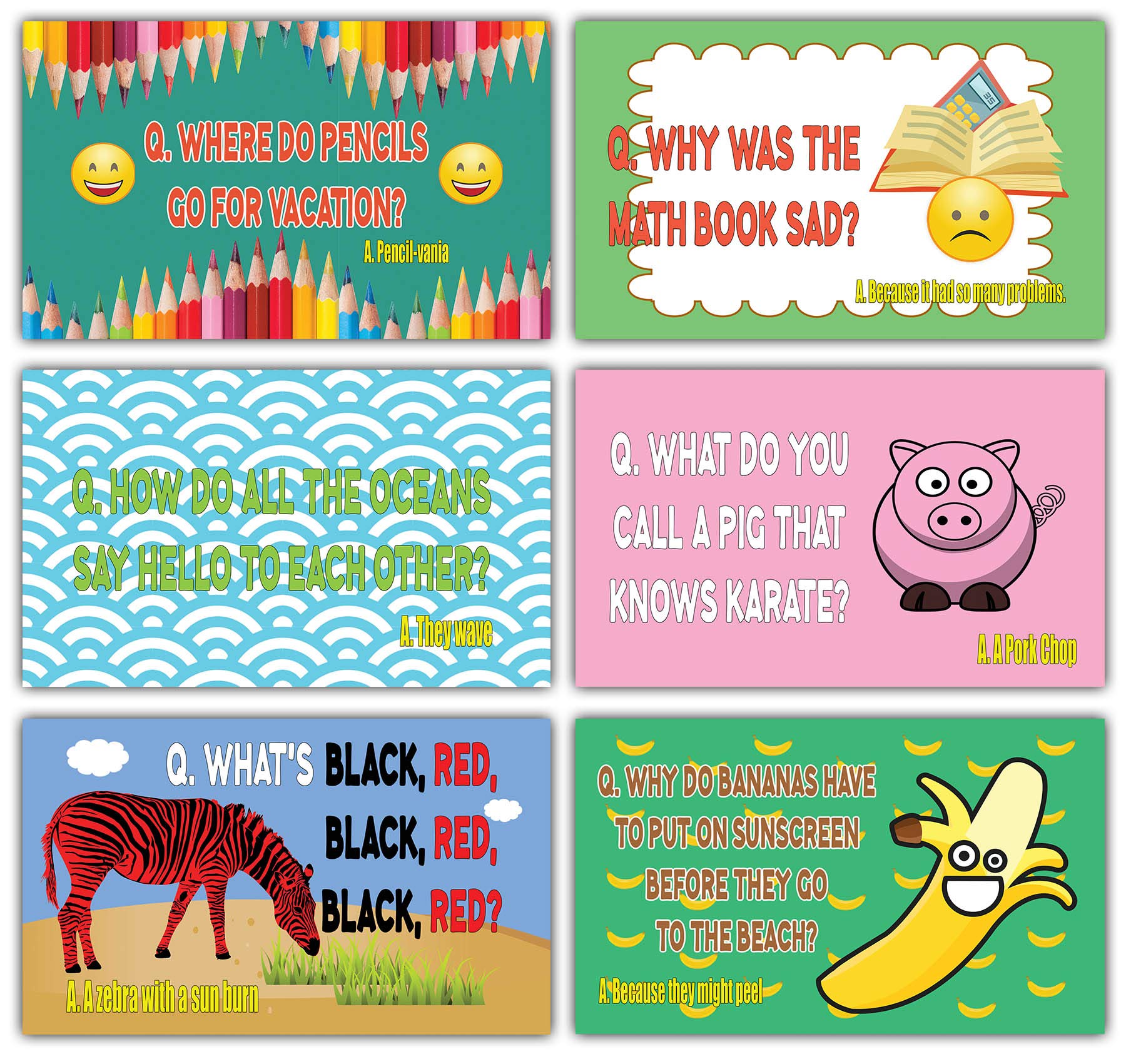 Creanoso Silly and Hilarious Lunch Box Jokes Flashcards for Children (30 Cards x 1 Set) - Lunch Box Note Cards - Funny and Silly Jokes Cards - Premium