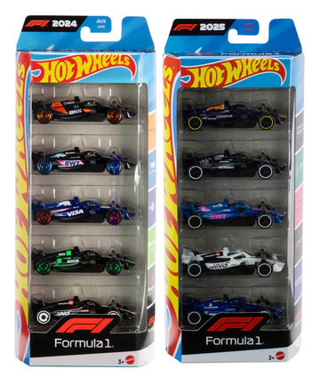 Hot Wheels Formula 1 Die-Cast Cars Bundle of 2 x 5-Pack, F1 2024 and 2025 Teams, Ages 3+