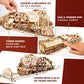 UGEARS V-Express Steam Train with Tender 3D Wooden Puzzles for Adults - Wooden Model Kits for Adults Model Train Steam Engine Kit Brain Teaser, Hobby