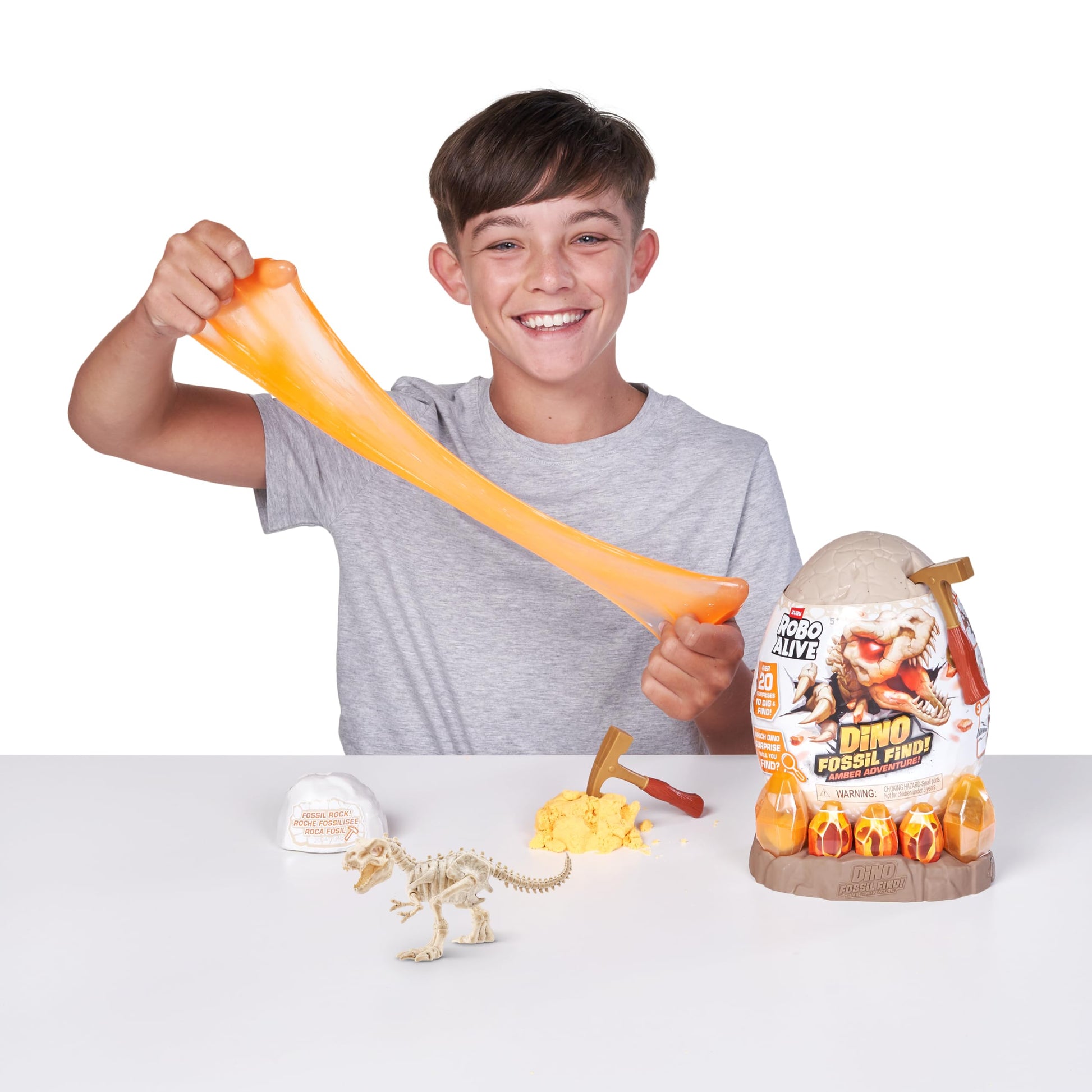 Robo Alive Fossil Find Amber Adventure (T-REX) by ZURU, Surprise Unboxing and Dinosaur Toy for Boys