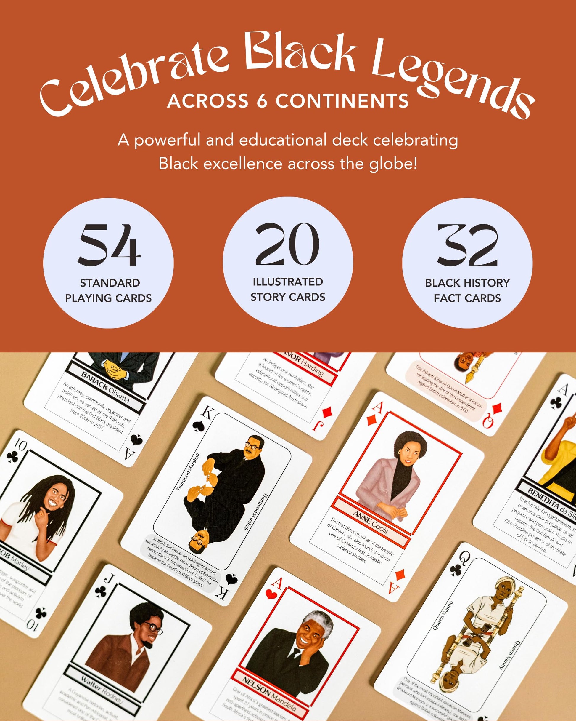Kulture Games Playing Cards: Black Legends - Legends Trivia Card Game for Family & Adult Game Night - Inspirational Black History