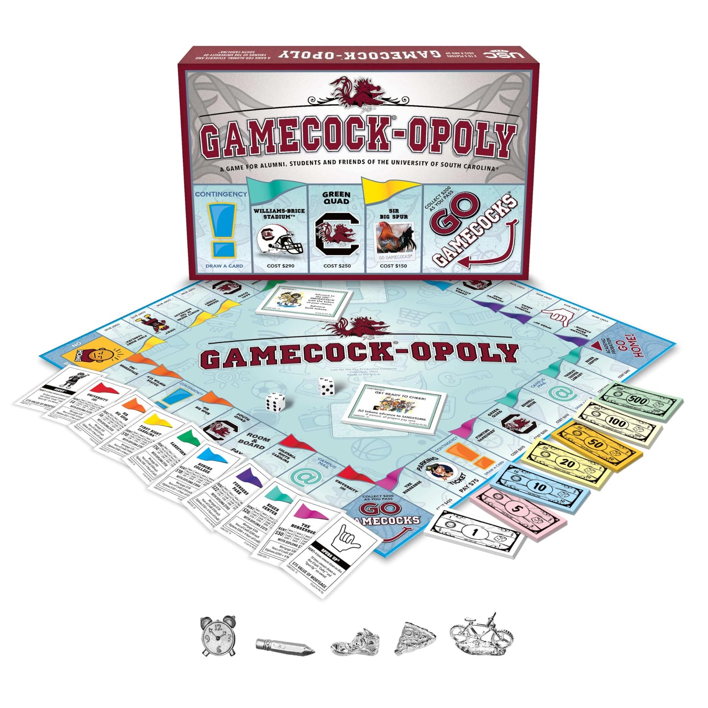 Late for The Sky Gamecock-Opoly University-Themed Family Board Game, Opoly-Style Strategy for 2-6 Players, Ages 8+, Fast 1-Hour or Traditional Play