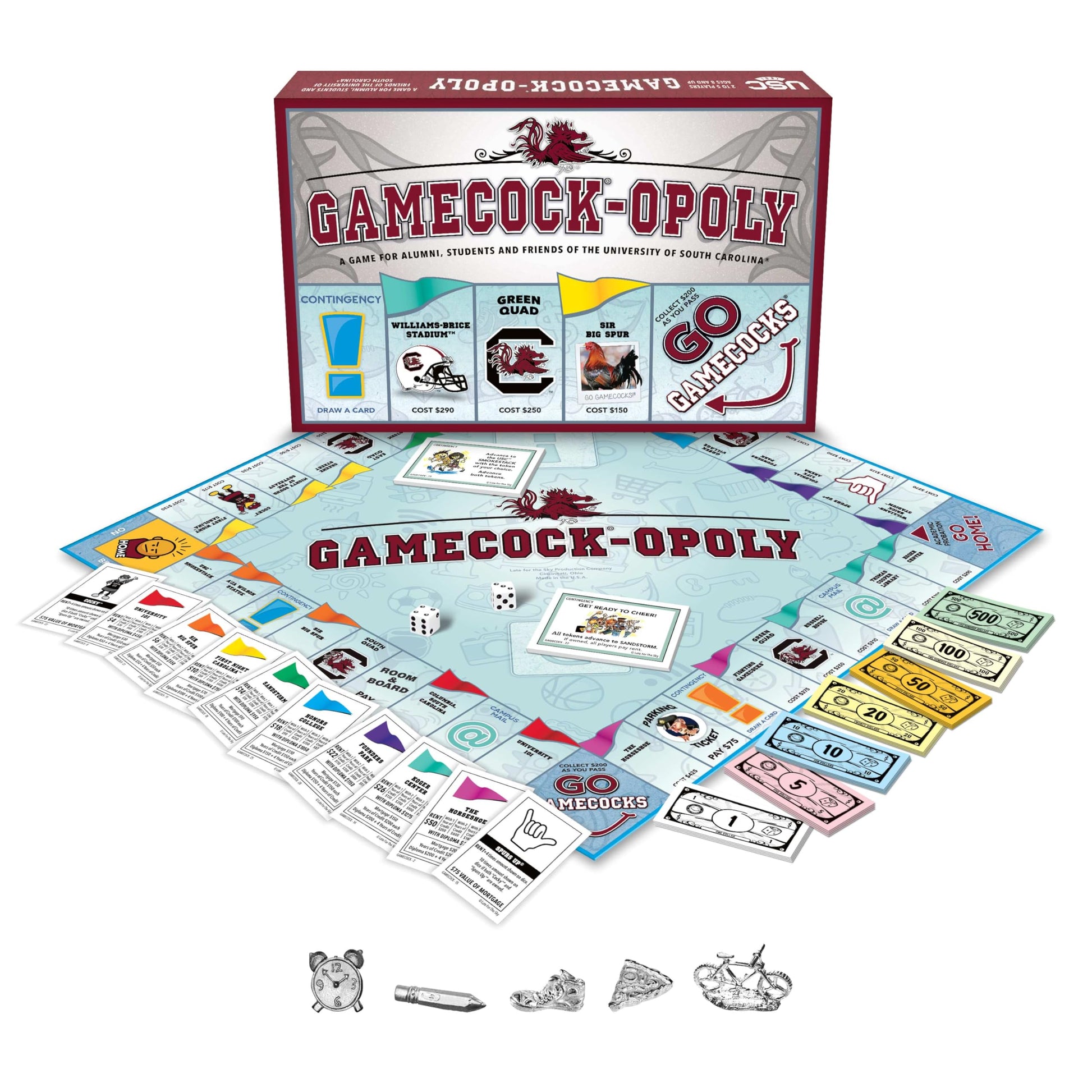 Late for The Sky Gamecock-Opoly University-Themed Family Board Game, Opoly-Style Strategy for 2-6 Players, Ages 8+, Fast 1-Hour or Traditional Play