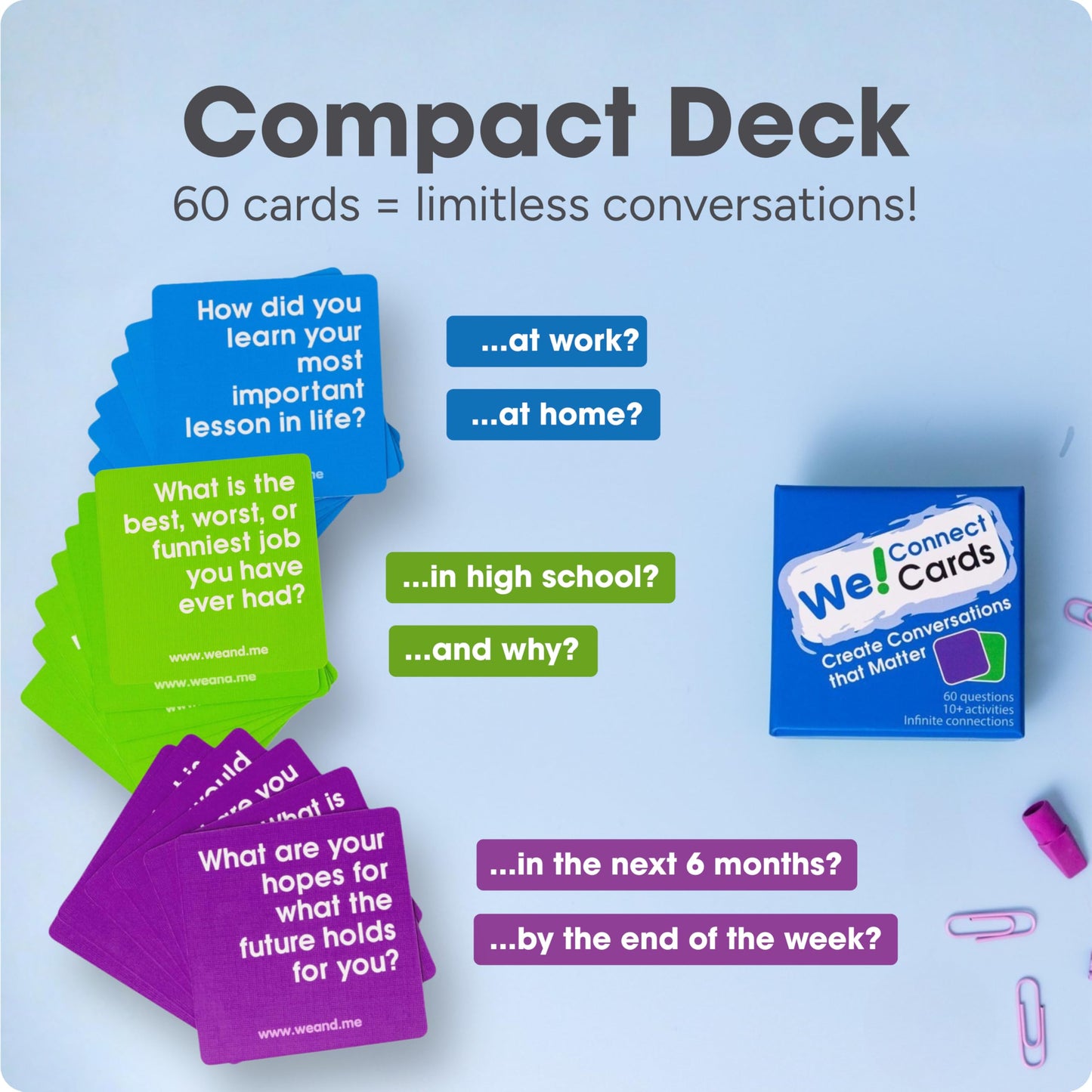 We! Connect Cards - Conversation Cards to Build Trust & Connection - Ideal Office Games, Ice Breakers & Educational Team Building Games - Featured by
