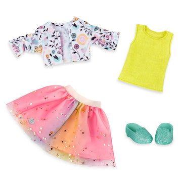 Glitter Girls - 14-Inch Doll Clothes - Shimmer Glimmer Floral Fashion Doll Clothes & Accessories - Urban Top, Flower Jacket & Tutu Skirt Outfit -