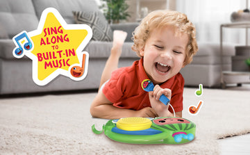 EKids Cocomelon Toy Singalong Boombox with Microphone for Toddlers and Young Children, Built-in Music and Flashing Lights, for Fans of Cocomelon Toys