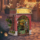 DIY Flower Shop Book Nook Kit with Pet Dog&LED Lights, 3D Wooden Miniature House Kit,DIY Dollhouse,Handcraft Mini House Building kit,Home Bookshelf
