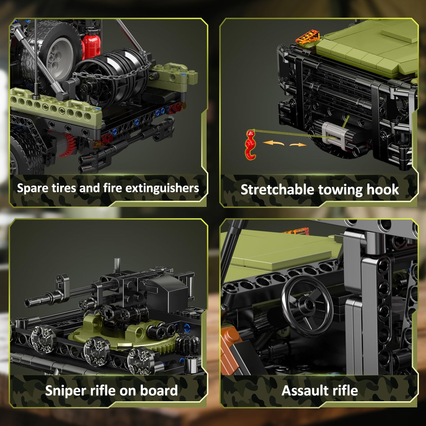 Mould King 20042 Military Truck Building Set, Buildable Toy, Off-Road Car with Romote Control, Collectible Army Model to Build and Display (1577