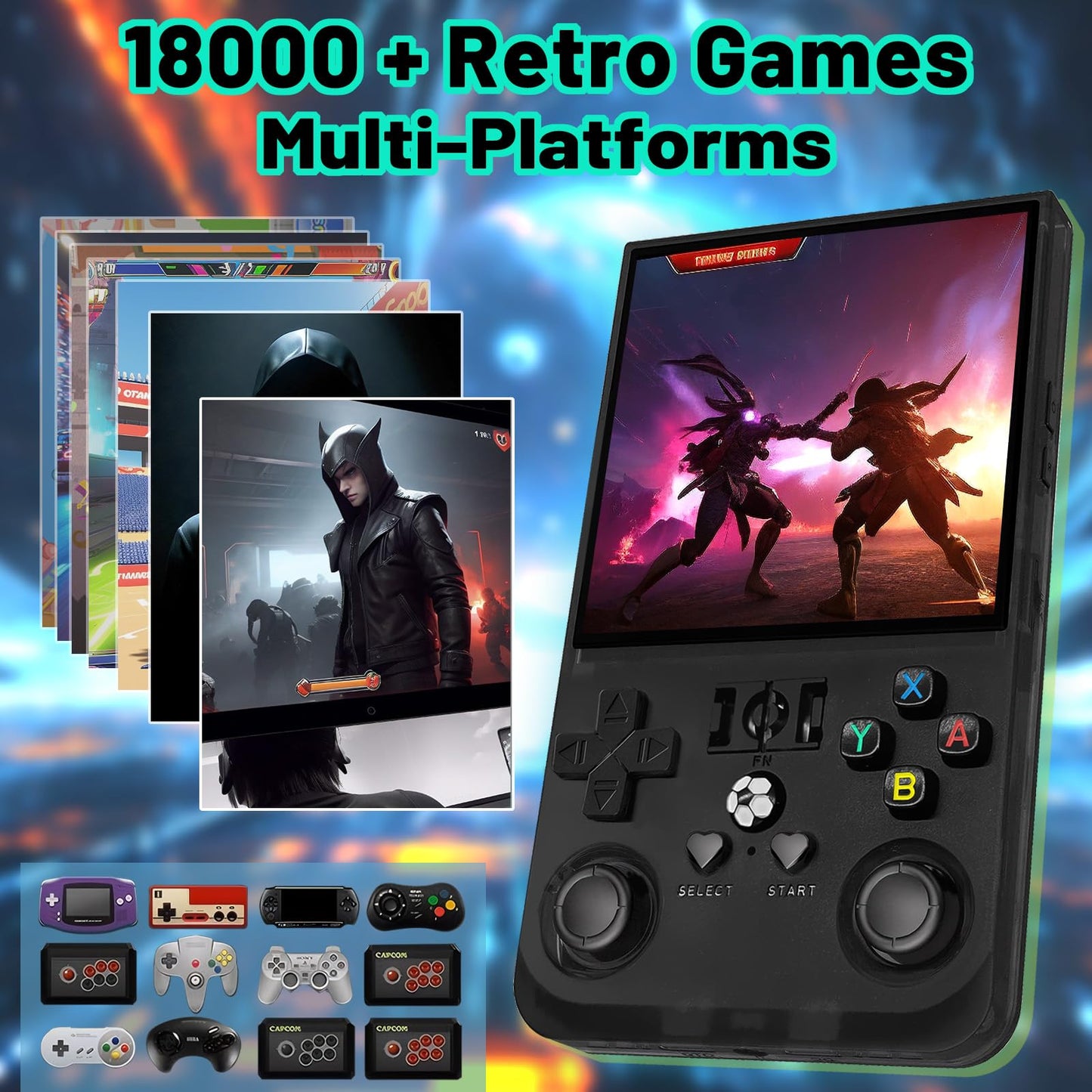 R36max Retro Gaming Console Handheld Game Console , Game Emulator Handheld Console, 4K HD 4.0" IPS Screen, Preloaded 18,000+ Retro Games Portable