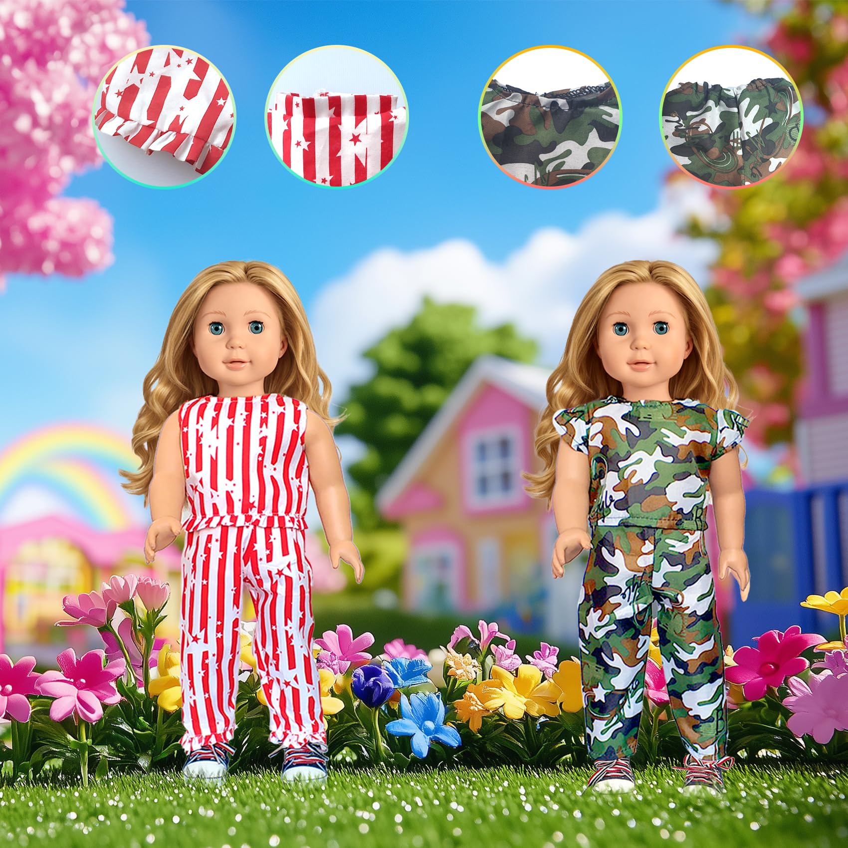 American 18 inch Doll Clothes Accessories-10 Set Doll Outfits for Girl Doll Clothes, Valentine's Toys Gifts for Kids Dressing up