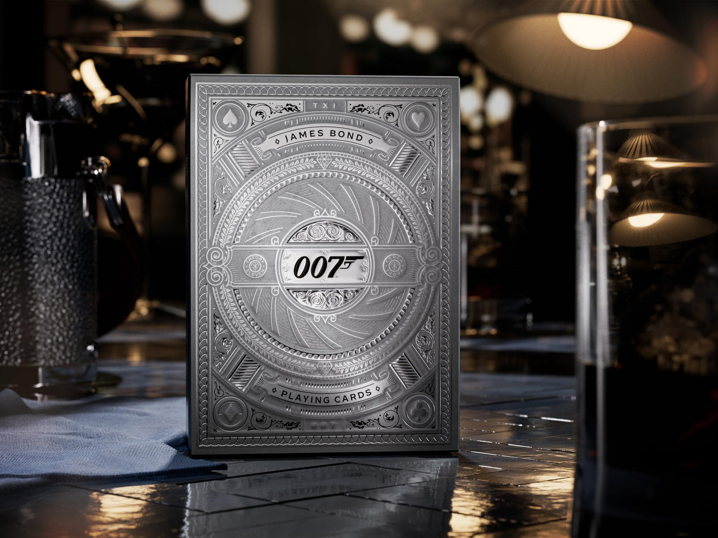 theory11 James Bond Silver Edition Playing Cards, 007 Playing Cards, Poker Size Standard Index