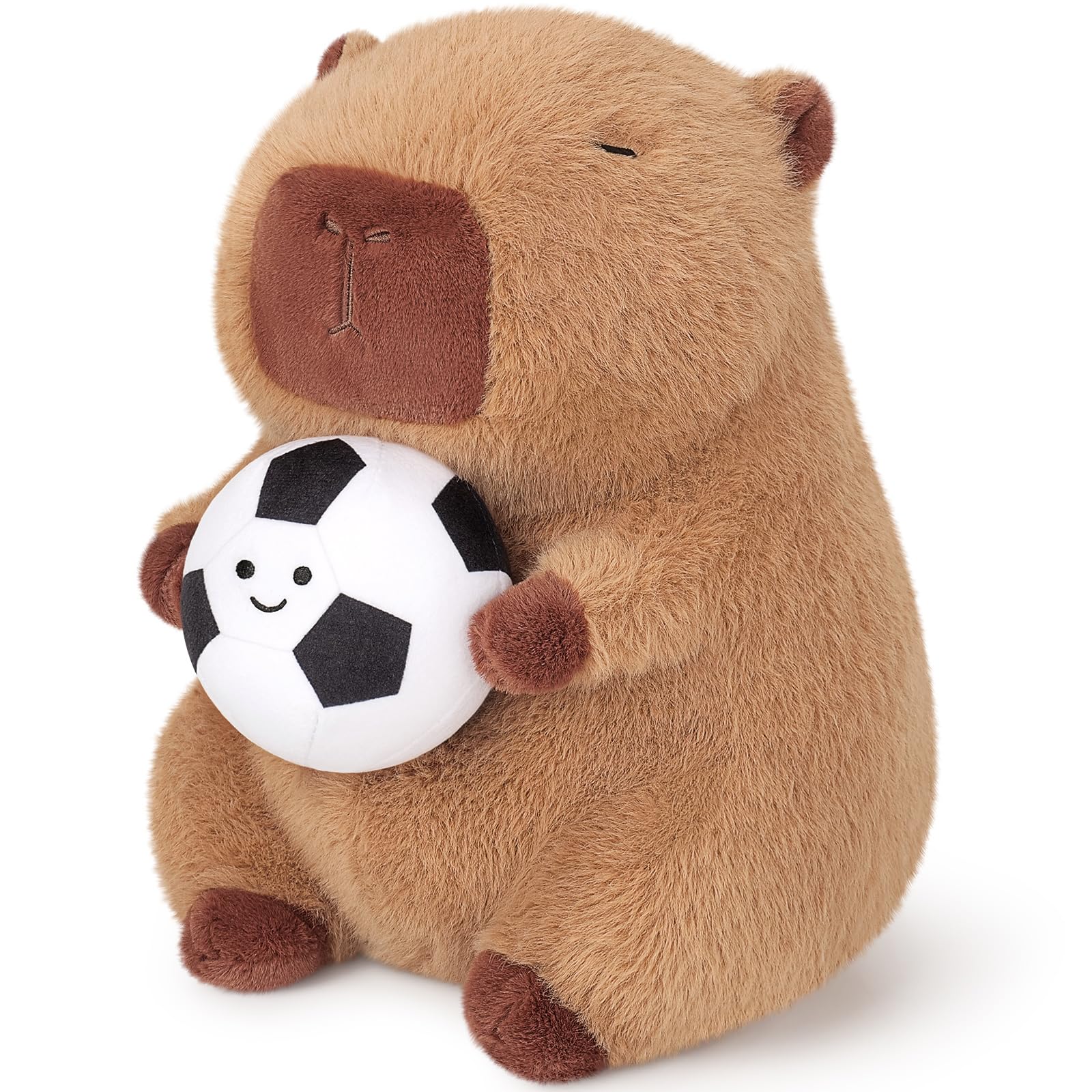 Achwishap 11 Inches Brown Capybara Plush Stuffed Animal with Soccer Ball