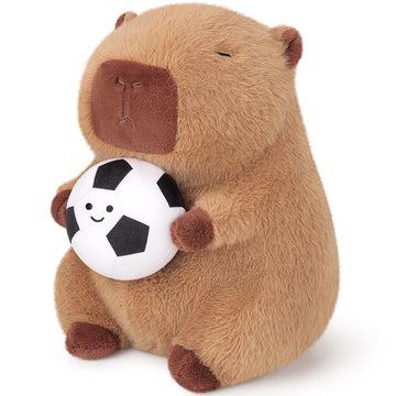 Achwishap 11 Inches Brown Capybara Plush Stuffed Animal with Soccer Ball