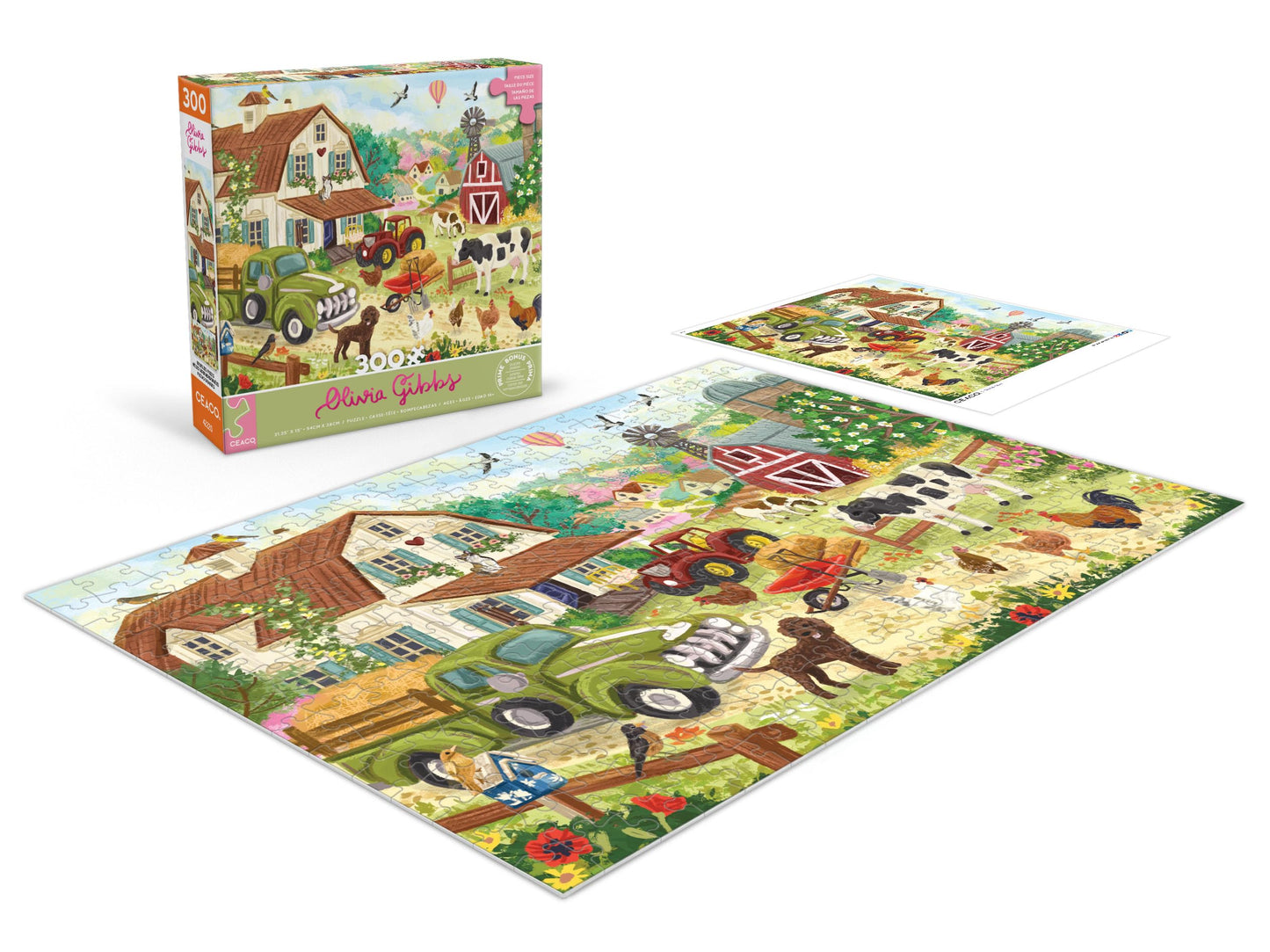 Ceaco - Olivia Gibbs Happy Farm Life 300 Piece Jigsaw Puzzle, Colorful Farm Scene