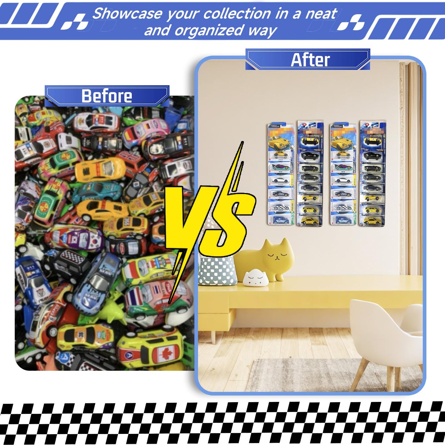 12 Pack Model Car Wall Display Case for 1:64 Packaged Die-Cast Cars